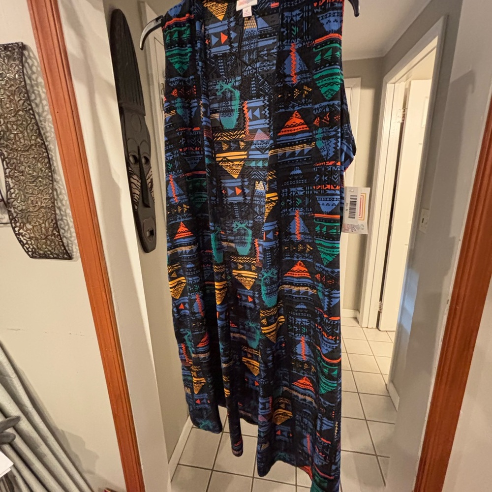 LuLaRoe Joy Black Multicolor Geometric Vest